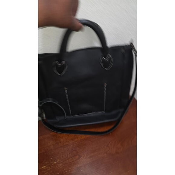 WP Standard Black Leather Tote Bag Dual Handles & Adjustable Shoulder Strap Size - Picture 4 of 9